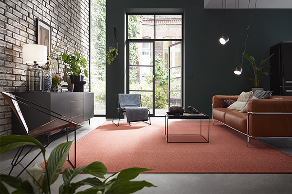 Ein roter Teppich im Wohnzimmer